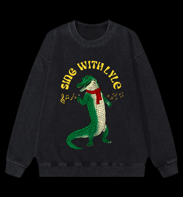 Singing Croc Fun Vintage Washed 100% Cotton Sweatshirt