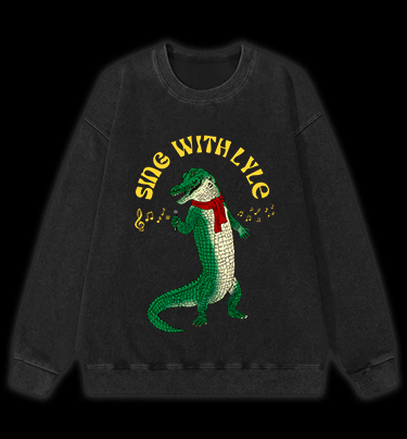 Singing Croc Fun Vintage Washed 100% Cotton Sweatshirt