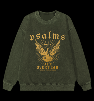 Bird's Psalm Style Vintage Washed 100% Cotton Sweatshirt