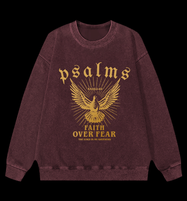 Bird's Psalm Style Vintage Washed 100% Cotton Sweatshirt