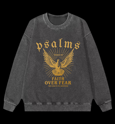 Bird's Psalm Style Vintage Washed 100% Cotton Sweatshirt