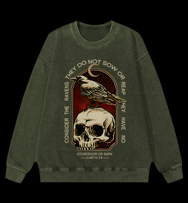 Dark Raven Vintage Washed 100% Cotton Sweatshirt