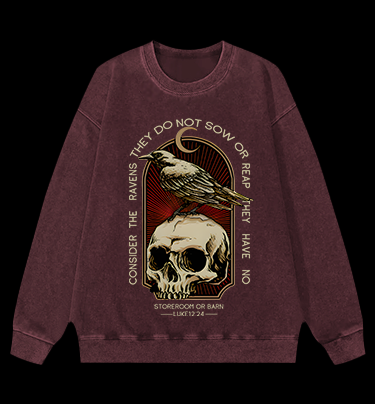 Dark Raven Vintage Washed 100% Cotton Sweatshirt