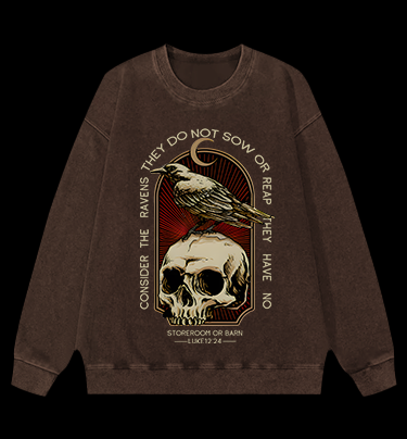 Dark Raven Vintage Washed 100% Cotton Sweatshirt