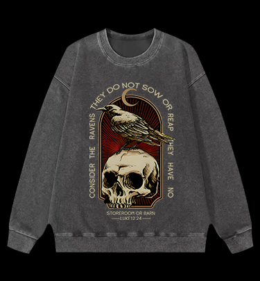 Dark Raven Vintage Washed 100% Cotton Sweatshirt