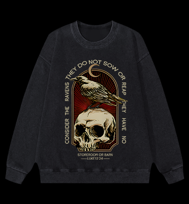 Dark Raven Vintage Washed 100% Cotton Sweatshirt