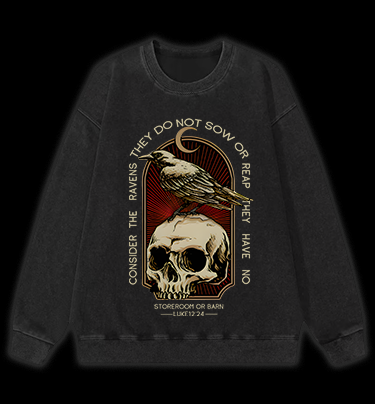 Dark Raven Vintage Washed 100% Cotton Sweatshirt