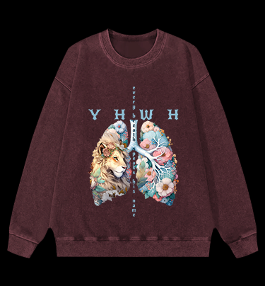 Lion's Faith Style Vintage Washed 100% Cotton Sweatshirt