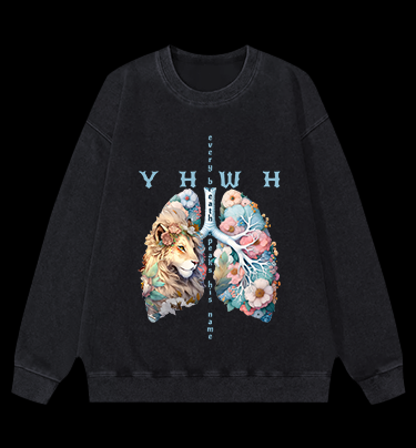 Lion's Faith Style Vintage Washed 100% Cotton Sweatshirt