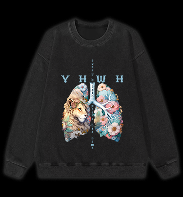 Lion's Faith Style Vintage Washed 100% Cotton Sweatshirt