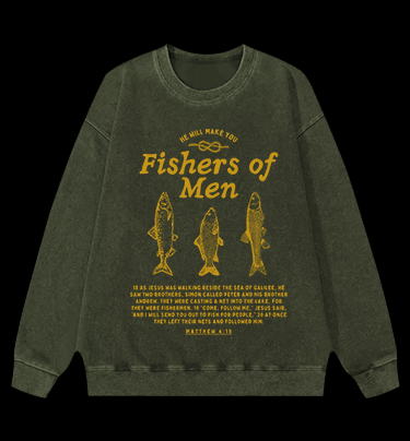 Fish's Bible Style Vintage Washed 100% Cotton Sweatshirt