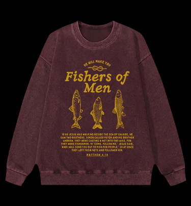 Fish's Bible Style Vintage Washed 100% Cotton Sweatshirt