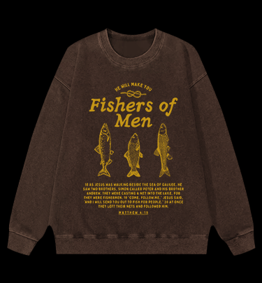 Fish's Bible Style Vintage Washed 100% Cotton Sweatshirt