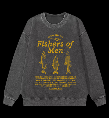 Fish's Bible Style Vintage Washed 100% Cotton Sweatshirt