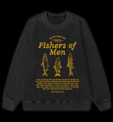 Fish's Bible Style Vintage Washed 100% Cotton Sweatshirt
