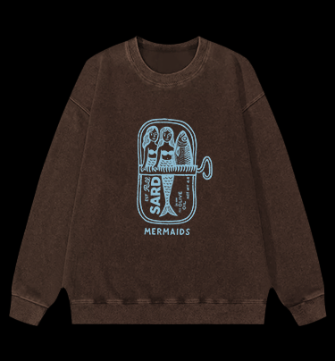 Fishy Mermaid Style Vintage Washed 100% Cotton Sweatshirt