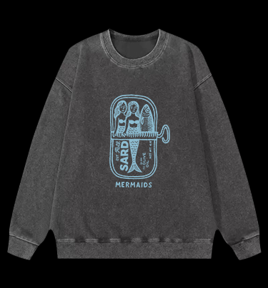 Fishy Mermaid Style Vintage Washed 100% Cotton Sweatshirt