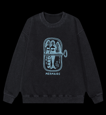 Fishy Mermaid Style Vintage Washed 100% Cotton Sweatshirt