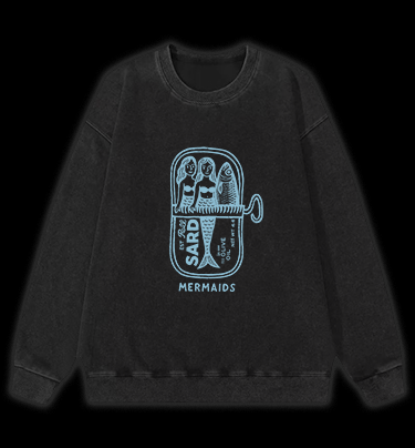 Fishy Mermaid Style Vintage Washed 100% Cotton Sweatshirt