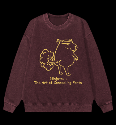 Capybara's Fart Style Vintage Washed 100% Cotton Sweatshirt