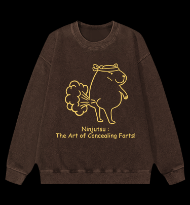 Capybara's Fart Style Vintage Washed 100% Cotton Sweatshirt