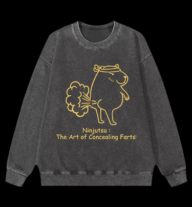 Capybara's Fart Style Vintage Washed 100% Cotton Sweatshirt