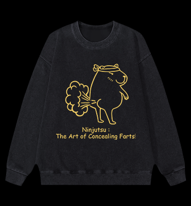Capybara's Fart Style Vintage Washed 100% Cotton Sweatshirt