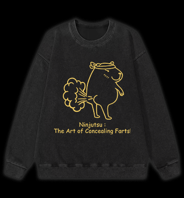 Capybara's Fart Style Vintage Washed 100% Cotton Sweatshirt