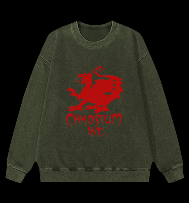 Cool Dragon Vibe Vintage Washed 100% Cotton Sweatshirt
