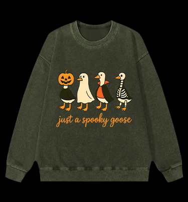 Halloween Geese Fun Vintage Washed 100% Cotton Sweatshirt