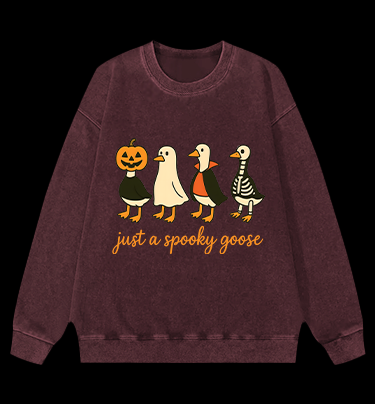 Halloween Geese Fun Vintage Washed 100% Cotton Sweatshirt