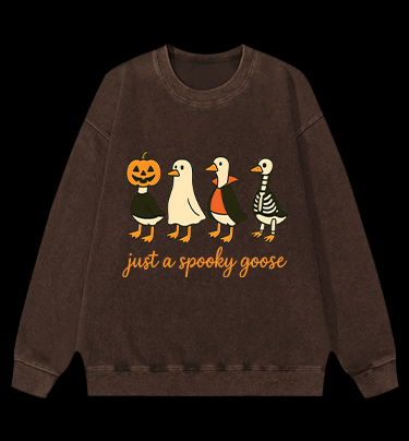Halloween Geese Fun Vintage Washed 100% Cotton Sweatshirt