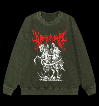 Wormranger Grim Reaper Death Metal Vintage Washed 100% Cotton Sweatshirt