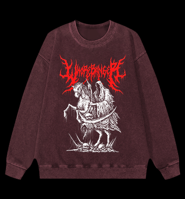 Wormranger Grim Reaper Death Metal Vintage Washed 100% Cotton Sweatshirt