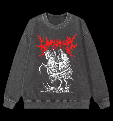 Wormranger Grim Reaper Death Metal Vintage Washed 100% Cotton Sweatshirt
