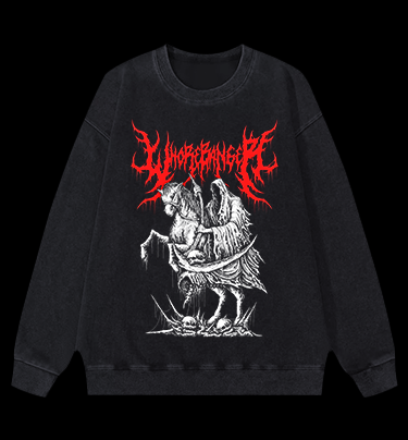Wormranger Grim Reaper Death Metal Vintage Washed 100% Cotton Sweatshirt