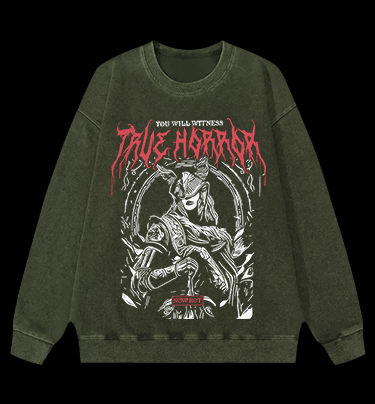 True Horror - Viking Warrior Vintage Washed 100% Cotton Sweatshirt