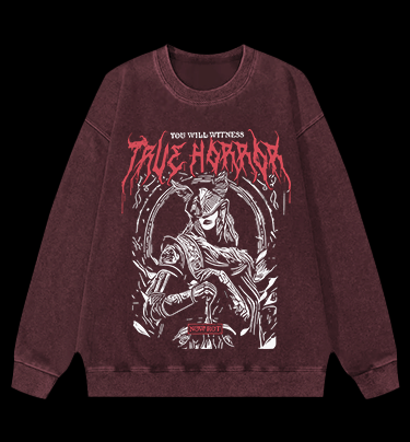 True Horror - Viking Warrior Vintage Washed 100% Cotton Sweatshirt