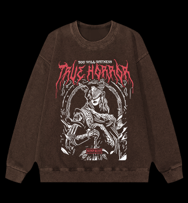 True Horror - Viking Warrior Vintage Washed 100% Cotton Sweatshirt