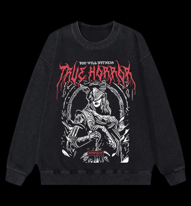 True Horror - Viking Warrior Vintage Washed 100% Cotton Sweatshirt