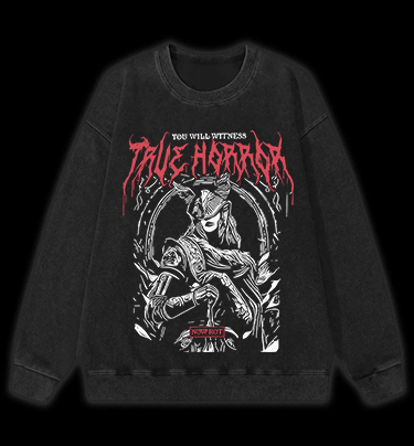 True Horror - Viking Warrior Vintage Washed 100% Cotton Sweatshirt