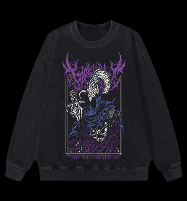 Abyss Walker Dark Fantasy Vintage Washed 100% Cotton Sweatshirt