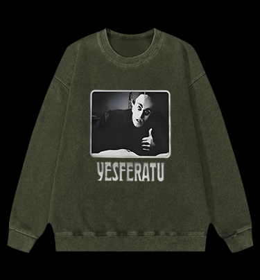 Yesferatu Classic Vampire Vintage Washed 100% Cotton Sweatshirt