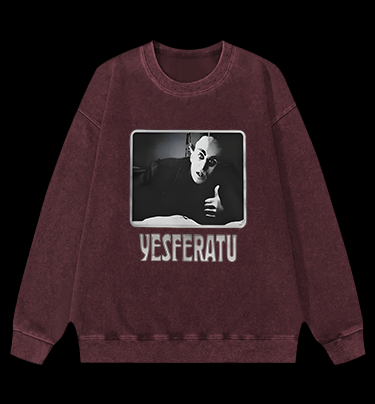 Yesferatu Classic Vampire Vintage Washed 100% Cotton Sweatshirt