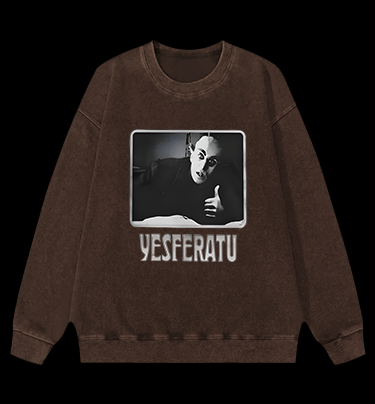 Yesferatu Classic Vampire Vintage Washed 100% Cotton Sweatshirt