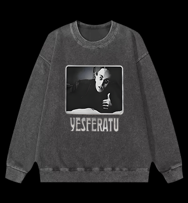 Yesferatu Classic Vampire Vintage Washed 100% Cotton Sweatshirt