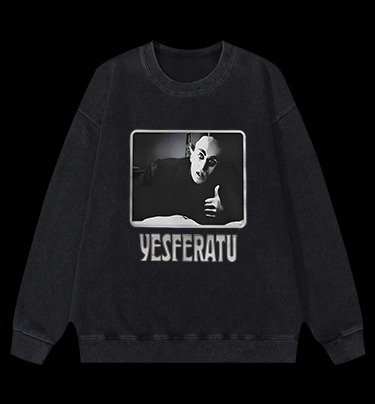 Yesferatu Classic Vampire Vintage Washed 100% Cotton Sweatshirt