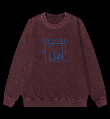 Got Too Silly Caged Pigeon Vintage Washed 100% Cotton Sweatshirt