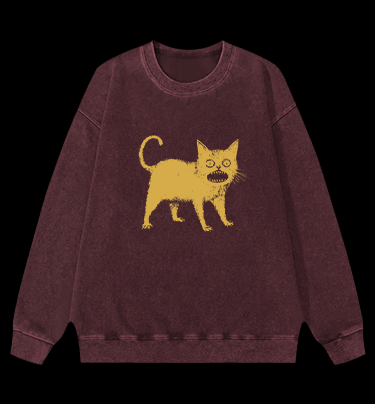 Surprised Cat Vintage Washed 100% Cotton Sweatshirt