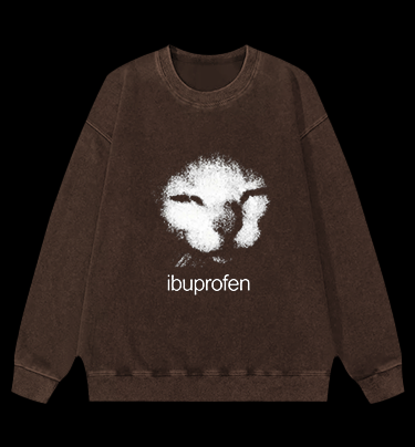 Ibuprofen Cat Vintage Washed 100% Cotton Sweatshirt